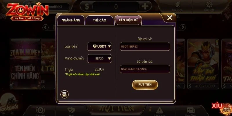 Rút tiền sau khi thắng cược tại ZOWIN