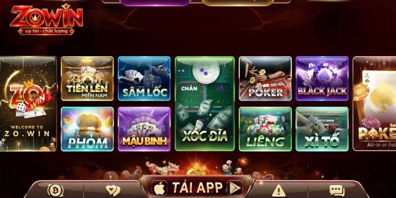 Tổng hợp những game bài quen thuộc đang có tại ZOWIN